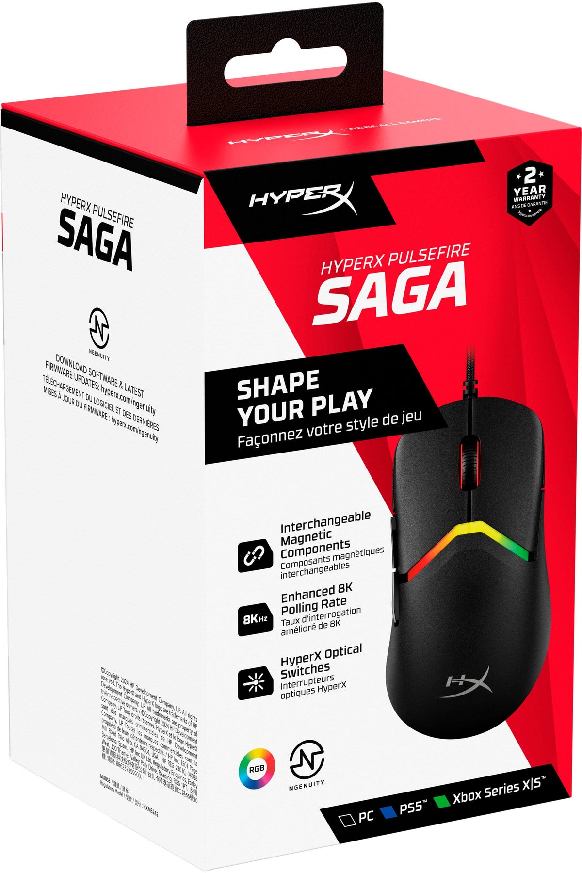HyperX - Pulsefire Saga Lightweight Wired Optical Gaming Mouse with RGB Lighting - Wired - Black