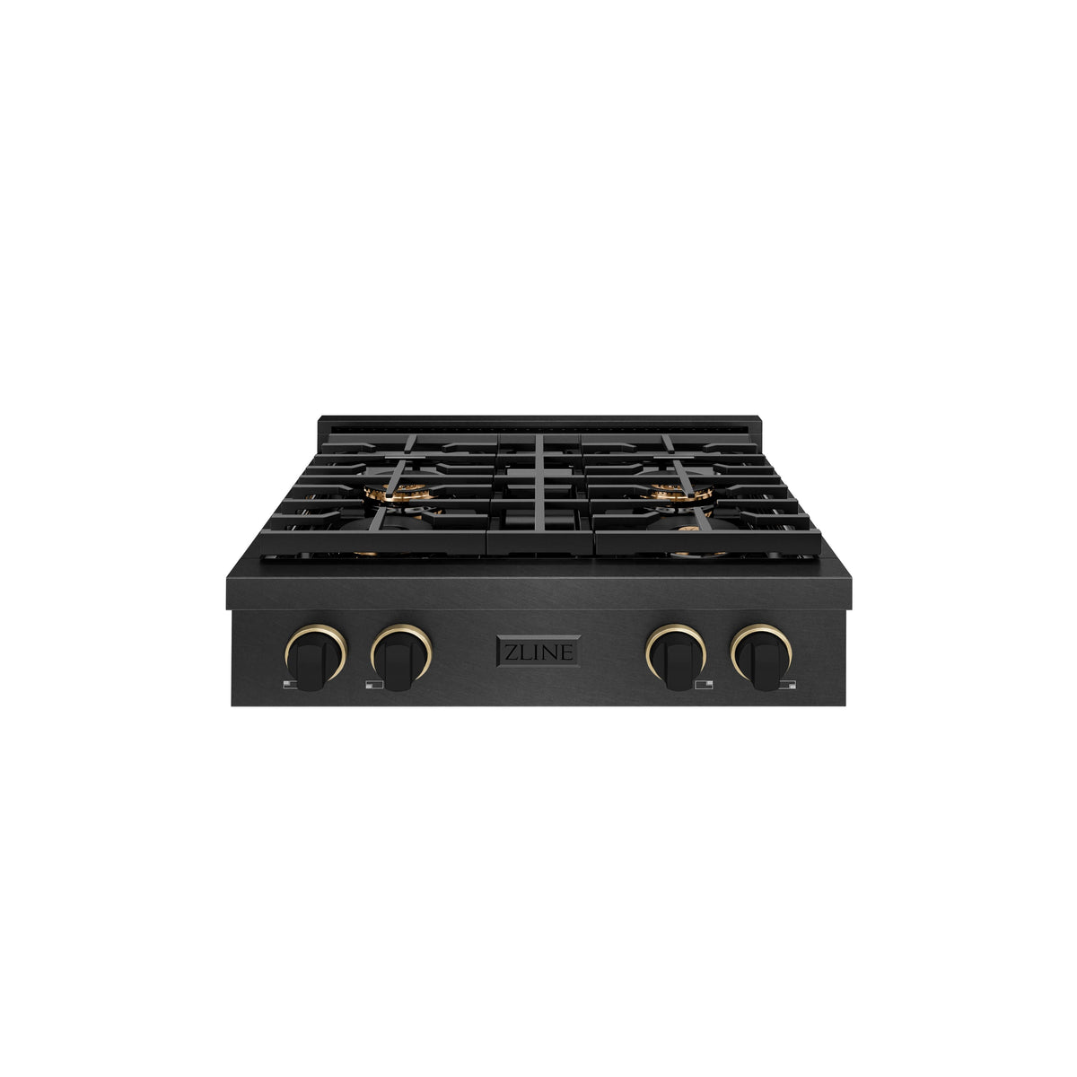 ZLINE - 30 in. Wide 4 Burner Designer DuoPro Gas Rangetop in Black Satin Steel with Black and Bronze Accents (PSRTBSZ-30-MBCB) - Black Satin Stainless Steel