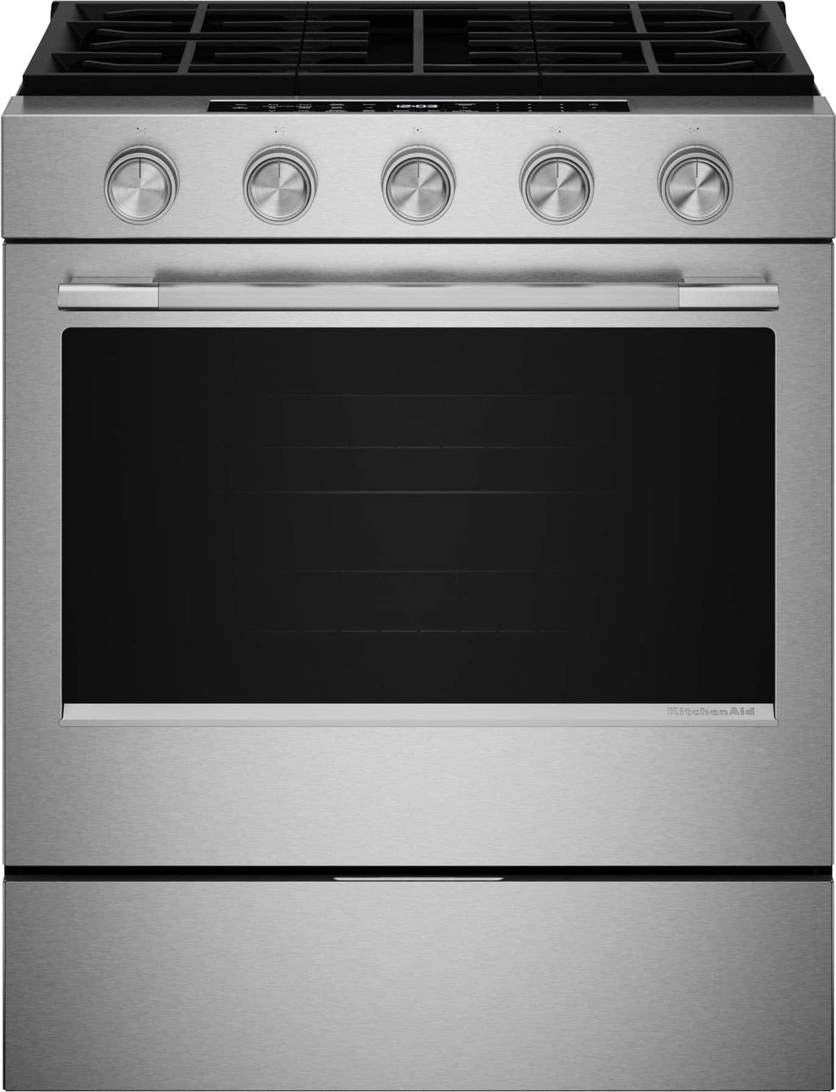 KitchenAid - 30 in. Wide 5 burners 5.0 cu. ft. Slide-in Gas Range with Convection Cooking Modes - Stainless Steel