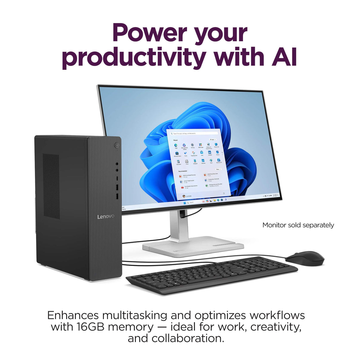 Lenovo - IdeaCentre Tower 8 Desktop - AMD Ryzen 7 250 - 16GB Memory - 1TB SSD - Luna Grey