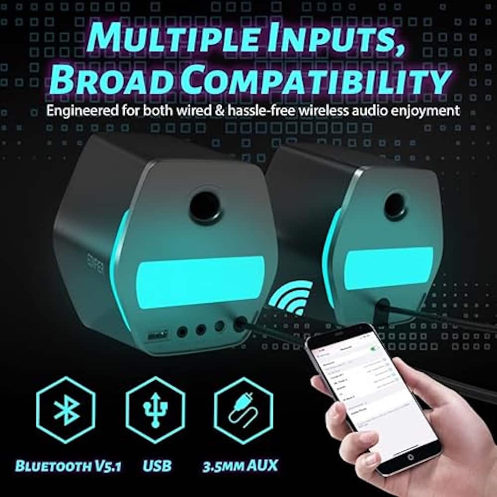 Edifier - G2000 2.0 Bluetooth Gaming Speakers with RGB Lighting (2-Piece) - Black