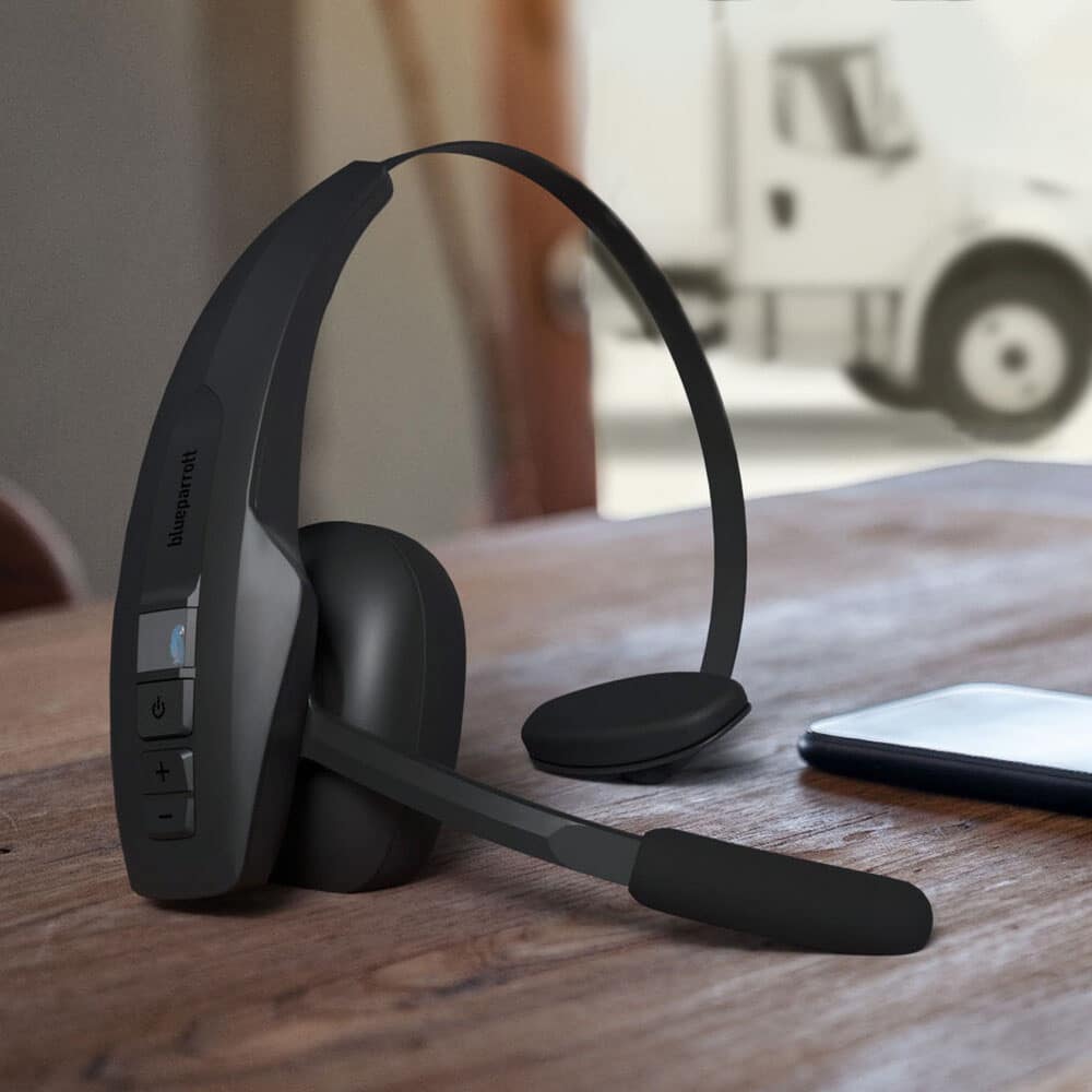 BlueParrott - Pro B350 Wireless Bluetooth Mono Headset with 98% AI Voice Isolation Mics and Lightweight Headband - Black