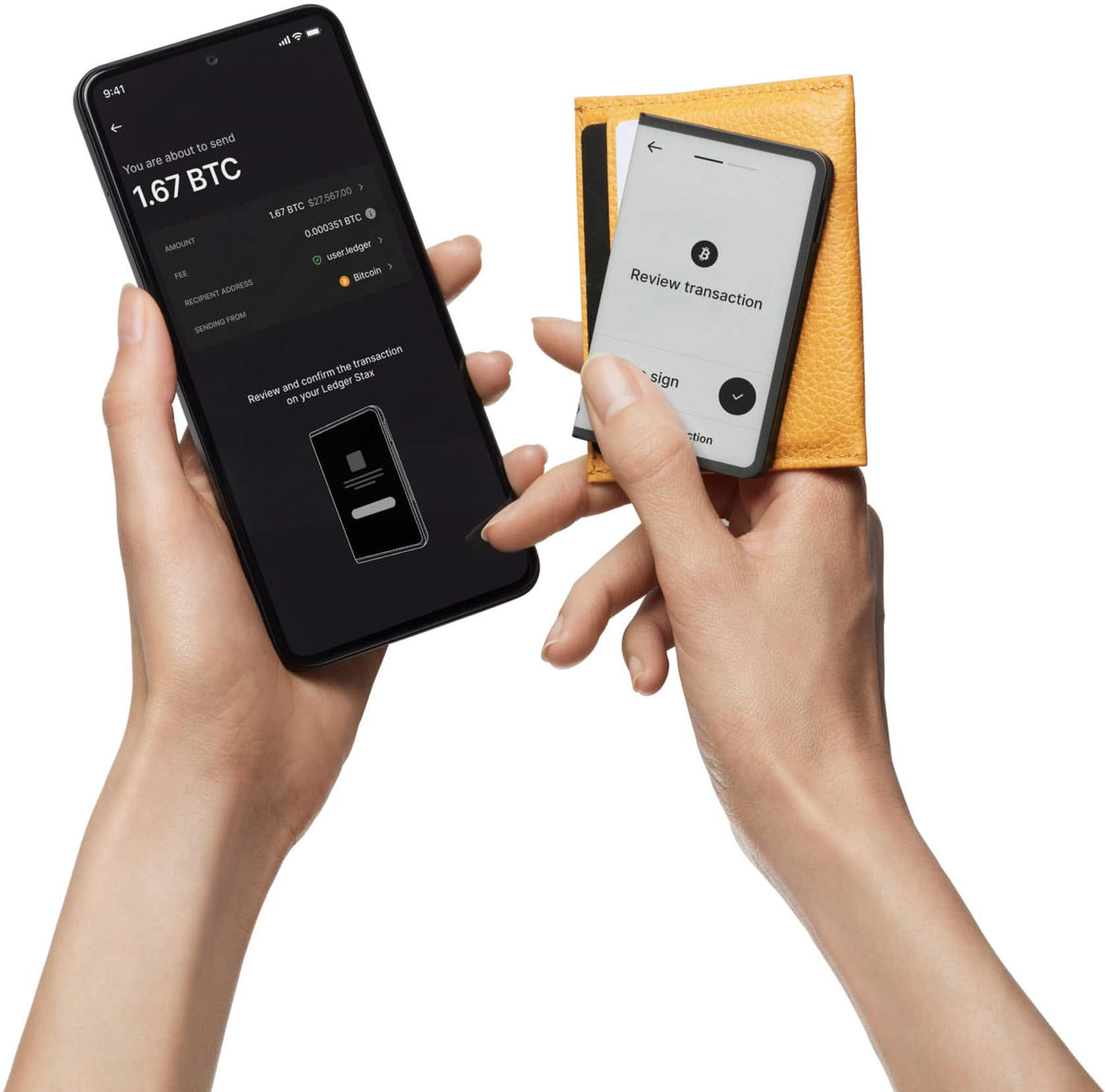 Ledger - Stax Crypto Hardware Wallet with Folio and Recovery Key - Curved E Ink Touch Screen - Bluetooth - Dark Gray