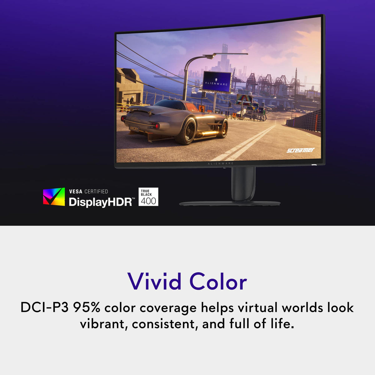 Alienware - 32" QHD 240Hz 1ms FreeSync Premium Curved Gaming Monitor with HDR (HDMI, DisplayPort) - Black
