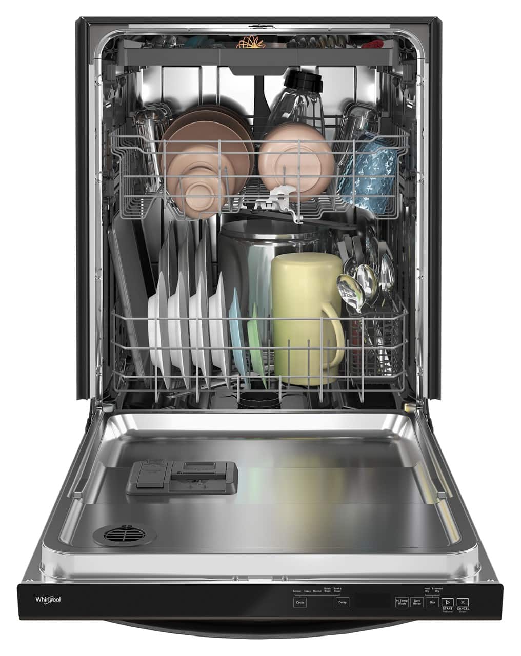 Whirlpool - 24” Stainless Steel Dishwasher with AI Intelligent Wash - 47 dBA .- Print Resistant Black Stainless - Print Resist Blk Stnlss