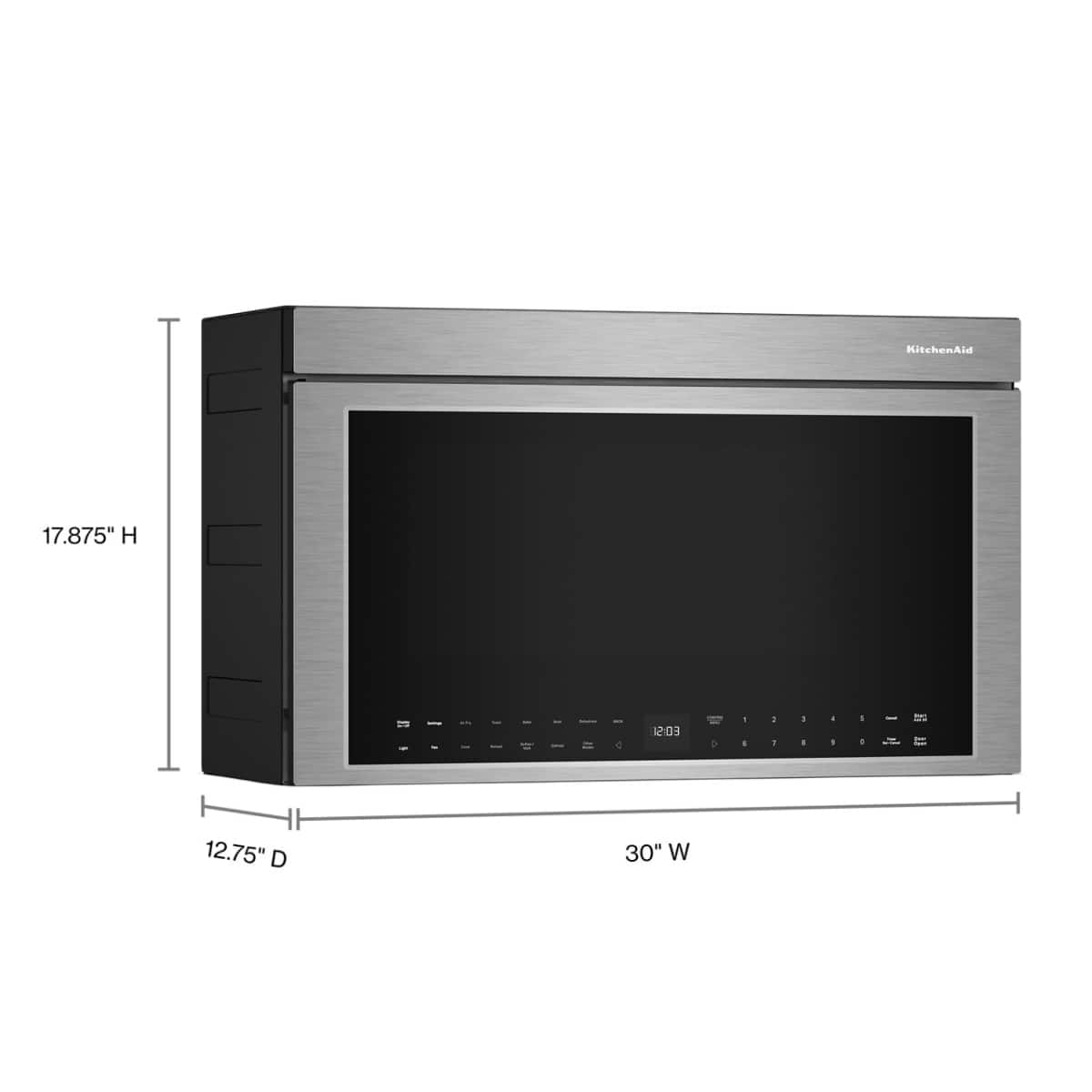 KitchenAid - 1.1 Cu. Ft. Convection Flush Built-In Over-the-Range Smart Microwave with Sensor Cooking and Air Fry Mode - Stainless Steel