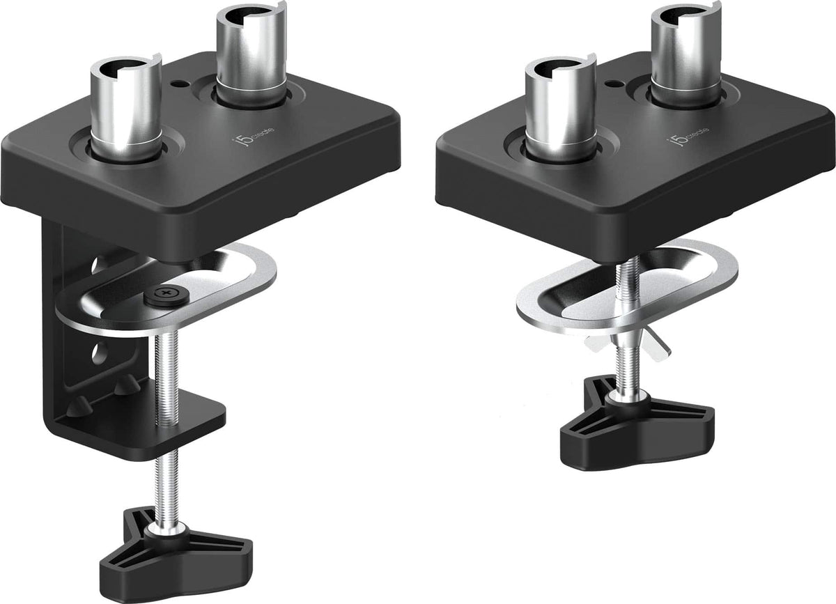 j5create - Ergonomic Dual Monitor Desk Mount for Most 17”-32” Monitors - Black