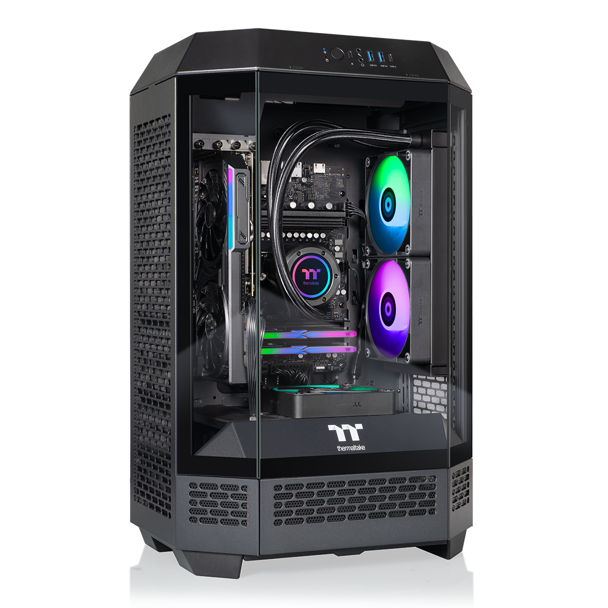Thermaltake - LCGS Reactor 8796X Gaming Desktop AMD Ryzen 7 8700F 2025 32GB Memory AMD Radeon RX 9060 XT 16GB 1TB SSD NVMe M.2 - Black