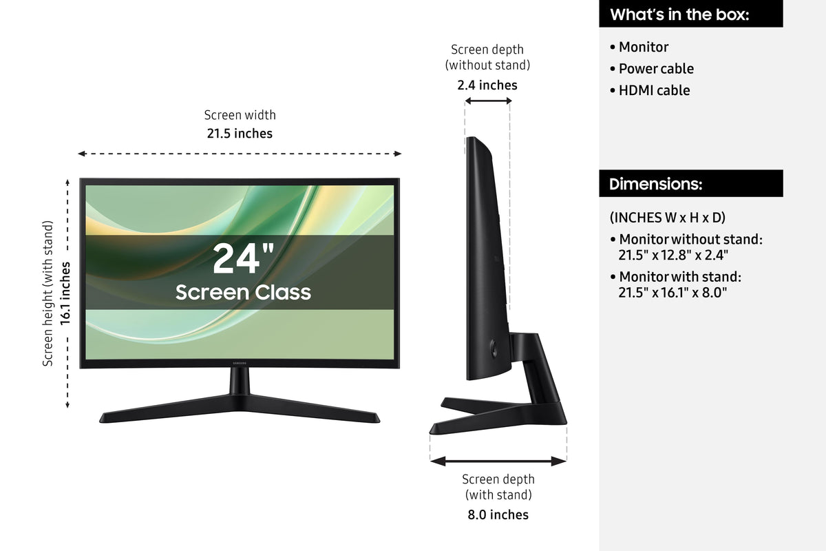Samsung - 24" G3 (G35H) FHD 144Hz 1ms AMD FreeSync Curved Monitor (HDMI, DisplayPort) - Black