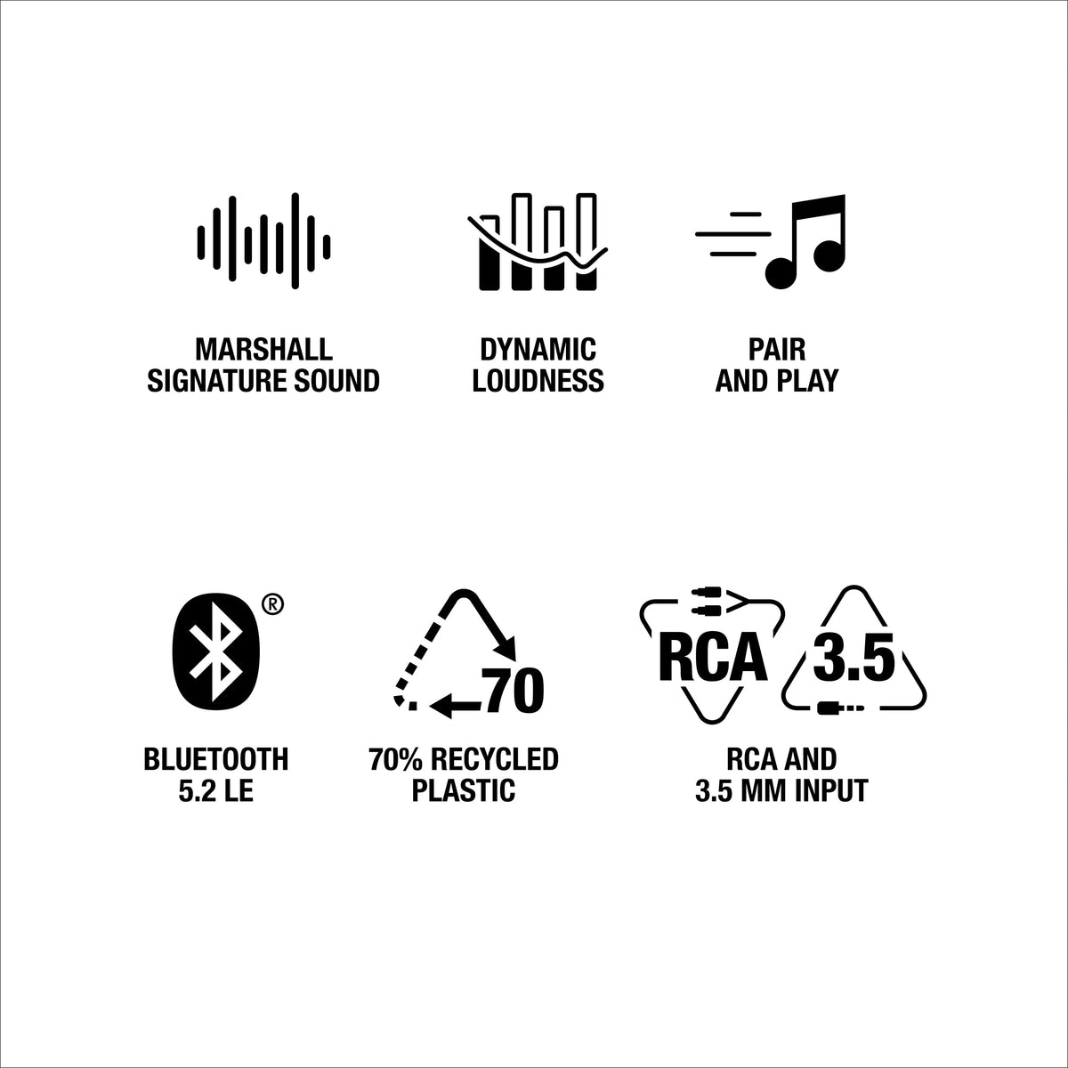 Marshall - Stanmore III Bluetooth Home Speaker with Bass / Treble / Volume Controls and 3.5 mm Auxiliary / RCA Inputs - Black