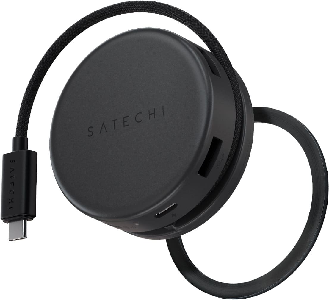 Satechi - OntheGo 7-in-1 USB-C Hub, 100W PD, HDMI 4K/60Hz, Ethernet, SD/microSD, for Mac & Windows - Space Black