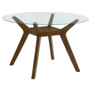 Flynn - Round Glass Top Dining Table - Brown