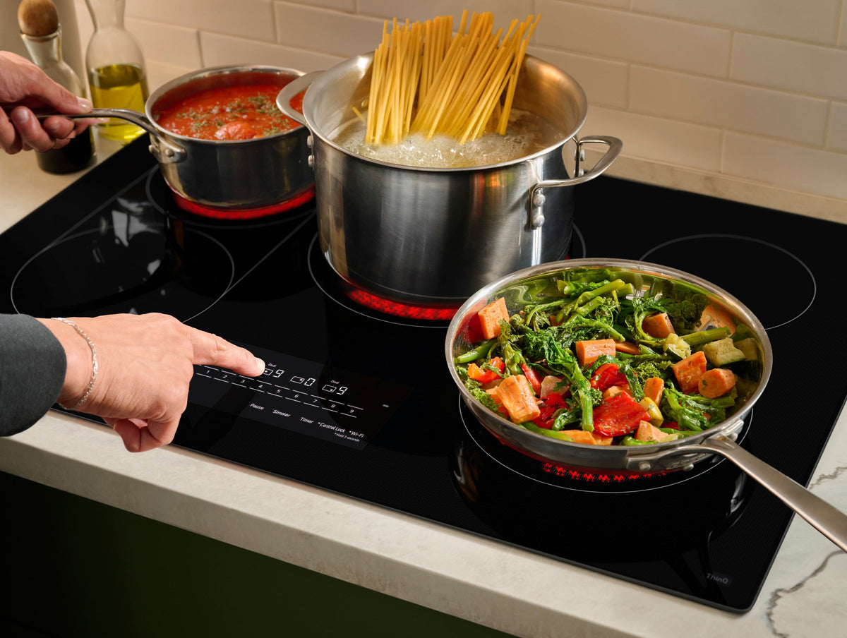LG - 30-in Wide Built-In Electric Smart Cooktop with 5 Elements, Backlit SmoothTouch Glass Controls and 3.2kW Dual Element - Black