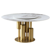 Mesa de comedor, redonda para comedor - Oro / Oro / Blanco