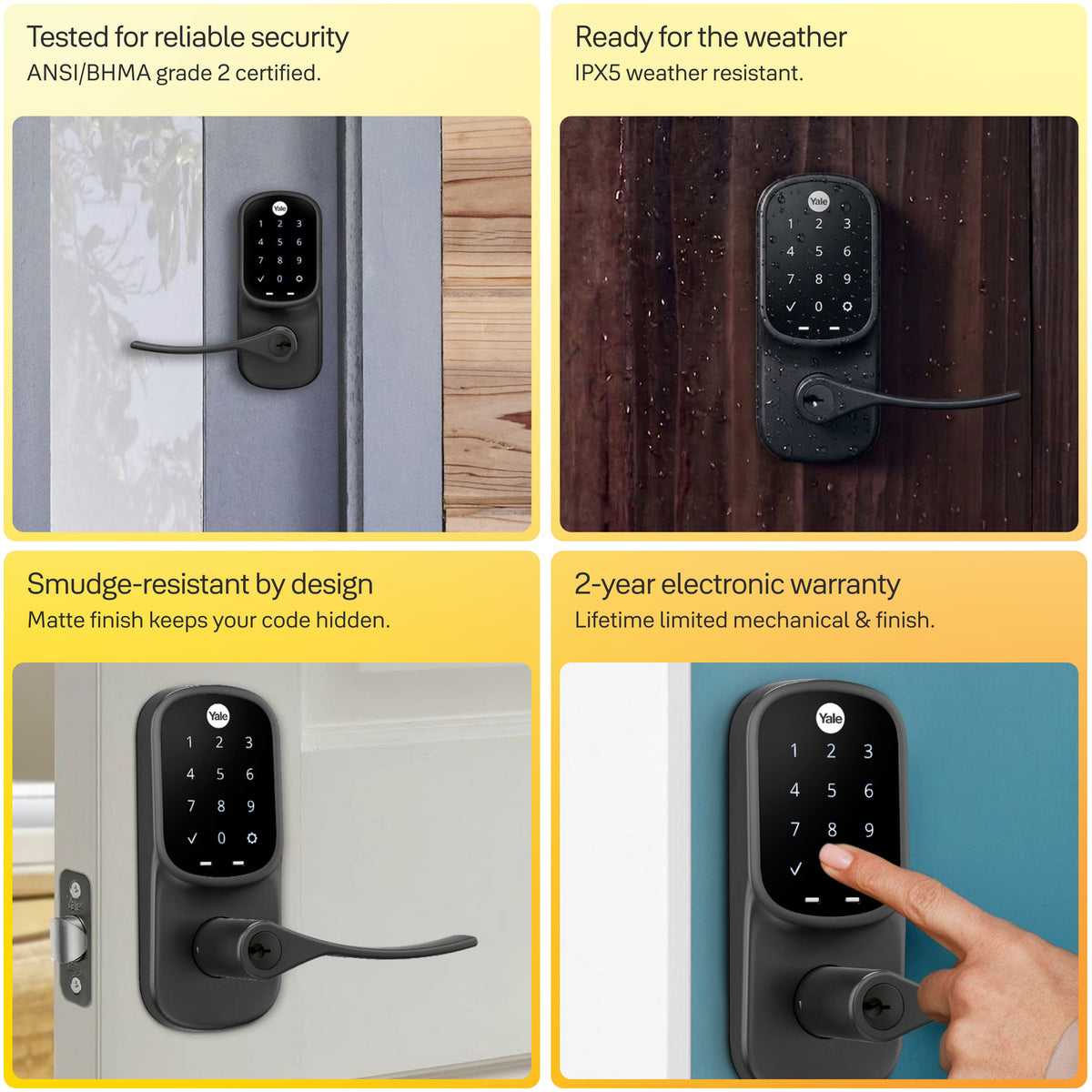 Yale - Assure Lock - Smart Lock Wi-Fi Lever with Touchscreen Keypad | Key Access - Black Suede