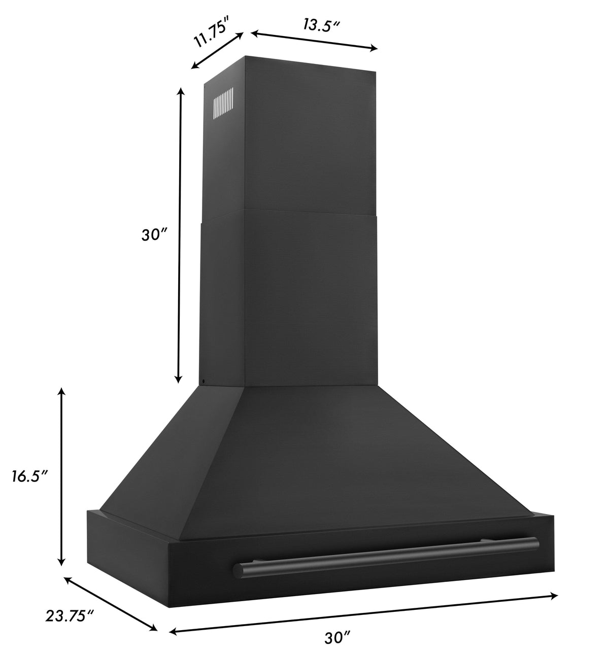 ZLINE - 30 inches - Convertible & Externally Vented - Wall Range Hood - Black