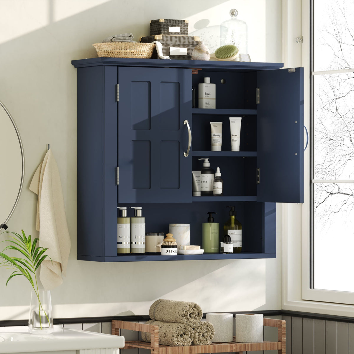 Armario De Pared Multifuncional Con Estantes Ajustables Para Baño