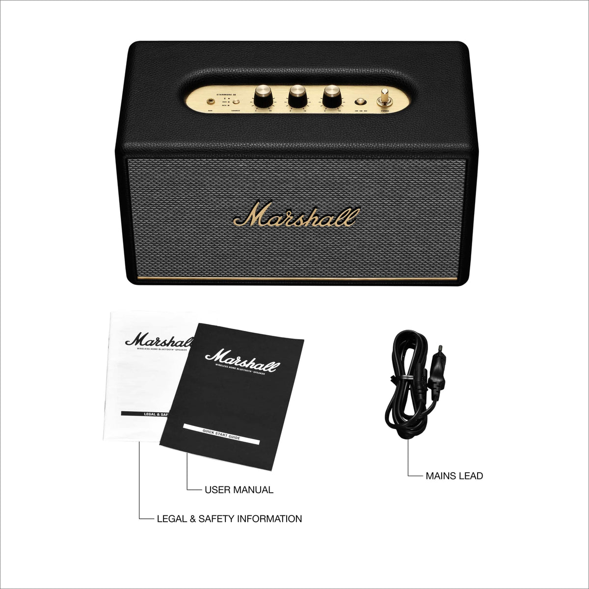 Marshall - Stanmore III Bluetooth Home Speaker with Bass / Treble / Volume Controls and 3.5 mm Auxiliary / RCA Inputs - Black
