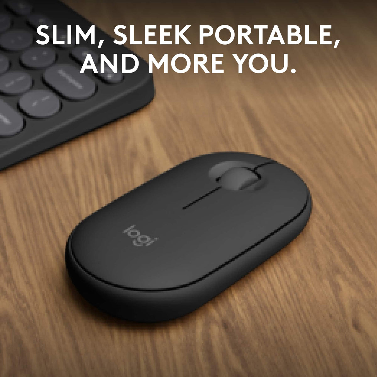 Logitech - Pebble Mouse 2 M350s Slim Lightweight Wireless Bluetooth Optical Silent Ambidextrous Mouse with Customizable Buttons - Wireless - Graphite