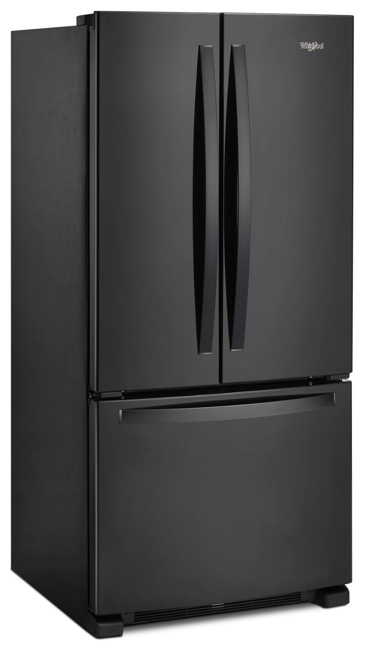 Whirlpool - 33 in. Wide 22 cu. ft. French Door Refrigerator with Humidity-Controlled Crispers - Black