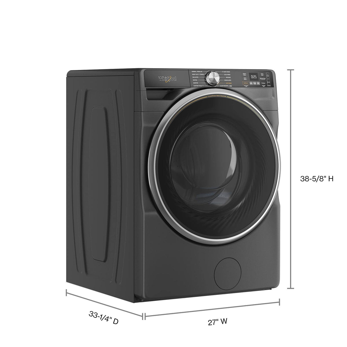 Whirlpool - 5.0 Cu. Ft. High Efficiency Smart Front Load Washer with FreshFlow Vent System - Volcano Black