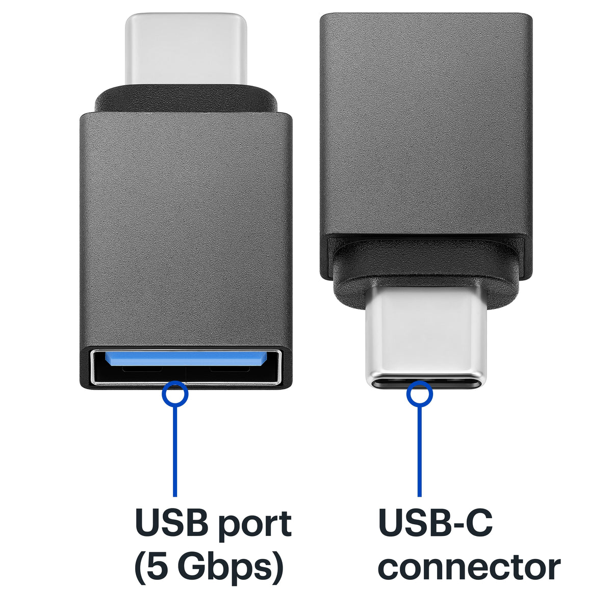 Best Buy essentials™ - USB-C Male to USB Female Adapter (2-Pack) - Black