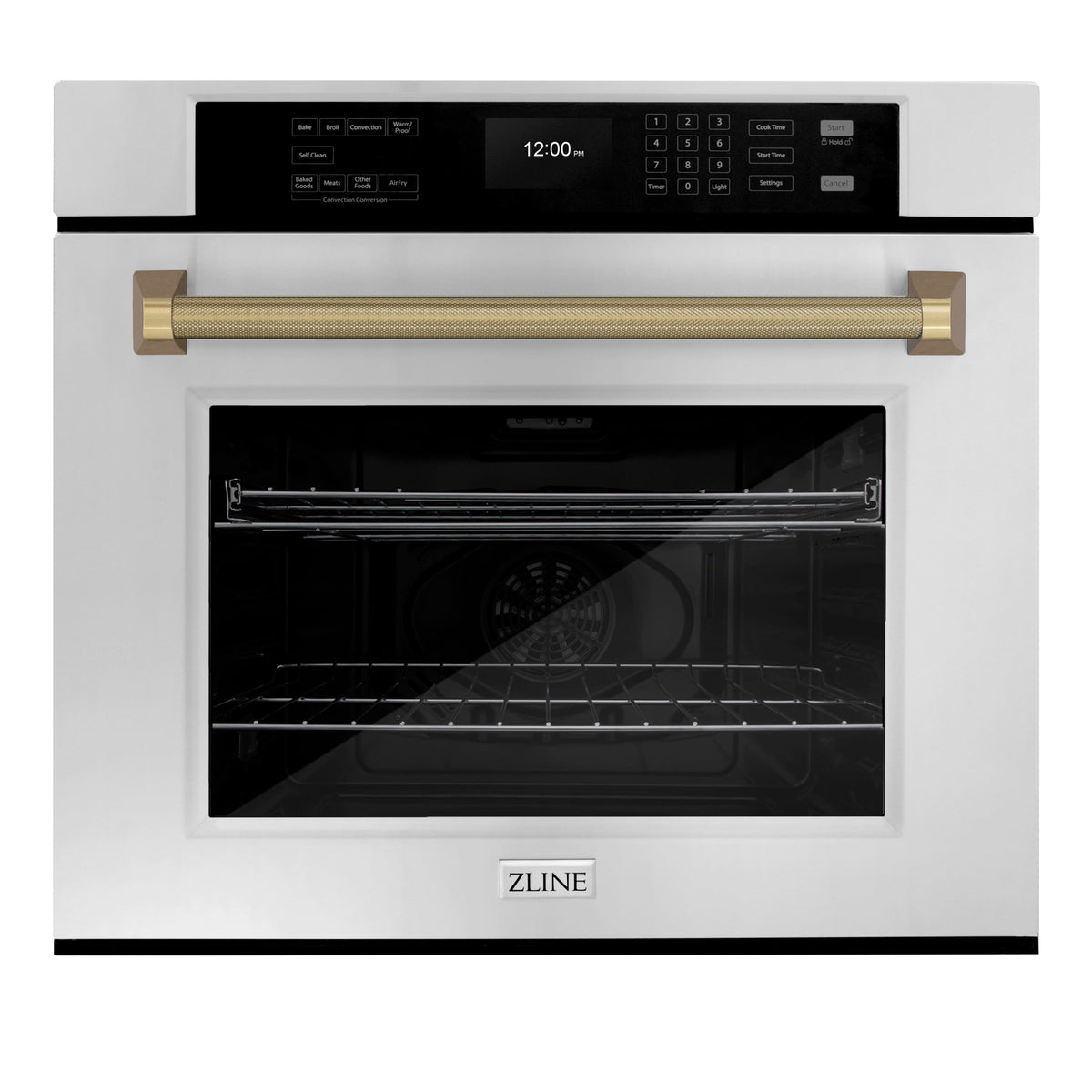 ZLINE - Autograph 30 in. True Convection Single Wall Oven & Bronze Helix Handle (WASZ-30-KCB) - Stainless Steel