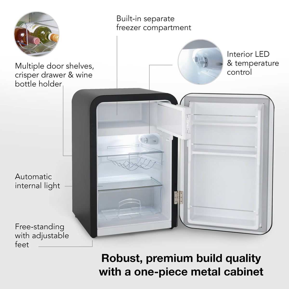 Cooluli - Curve 3.8 cuft Freestanding Compressor Fridge - Black