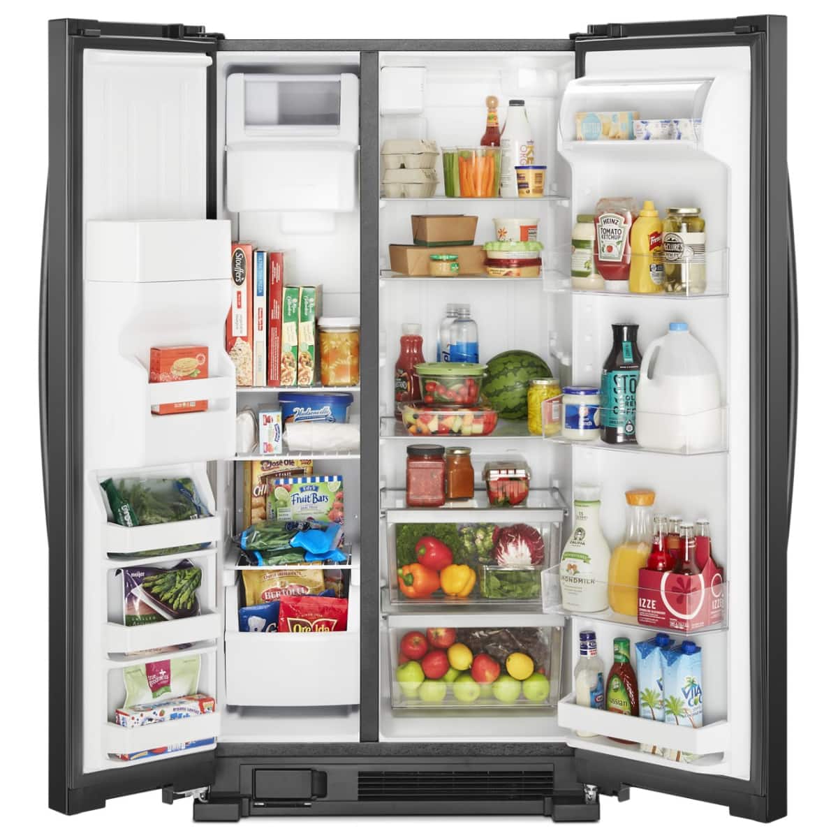 Whirlpool - 33 in. Wide 21 cu. ft. Side-by-Side Refrigerator with LED Interior Lighting - Black