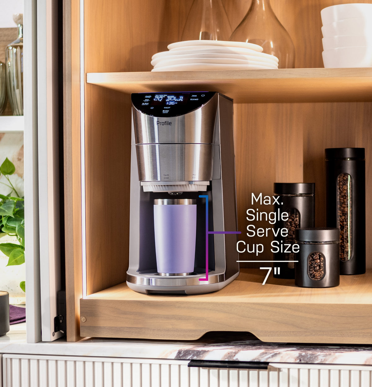 GE Profile - Grind and Brew 10-Cup and Single Serve Brewer with 6 Option Adjustable Burr Grinder - Carbon Black