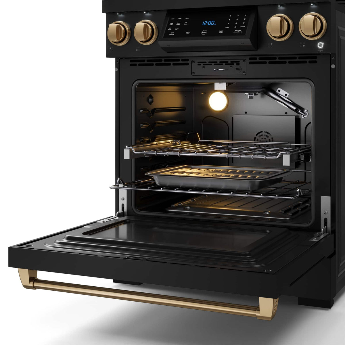 30 in. Wide 4 burner Gordon Ramsay Series by Thor Kitchen 4.55 Cu. Ft Freestanding LP Gas Range with Bronze Hardware - Black