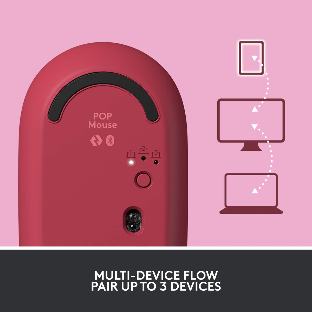 Logitech - POP Mouse Wireless Bluetooth Optical Ambidextrous Mouse with Customizable Emojis - Wireless - Heartbreaker Rose