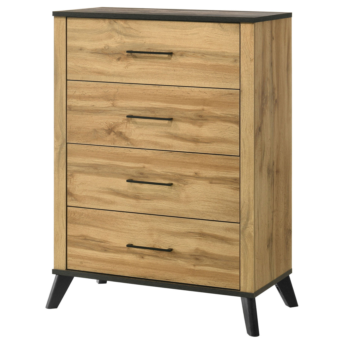 Georgina - Cómoda de 4 cajones para dormitorio - Madera natural