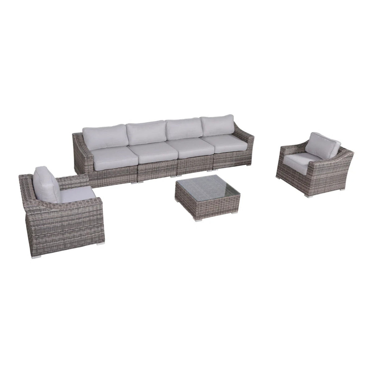 Outdoor Wicker Conversation Set With Cushions, All Weather