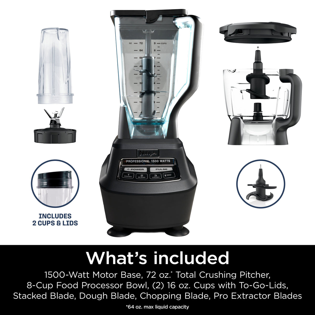 Ninja - Mega Kitchen System 72-Oz. Blender - Black