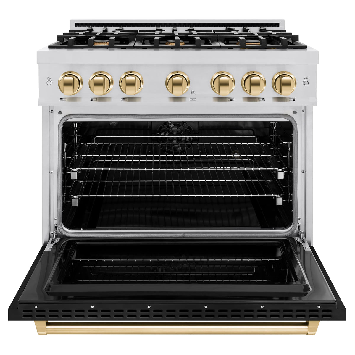 ZLINE - 36 in. Wide 6 Burner Autograph Classic Dual Fuel Range with Gold Accents (CDRZ-BLM-36-G) - White