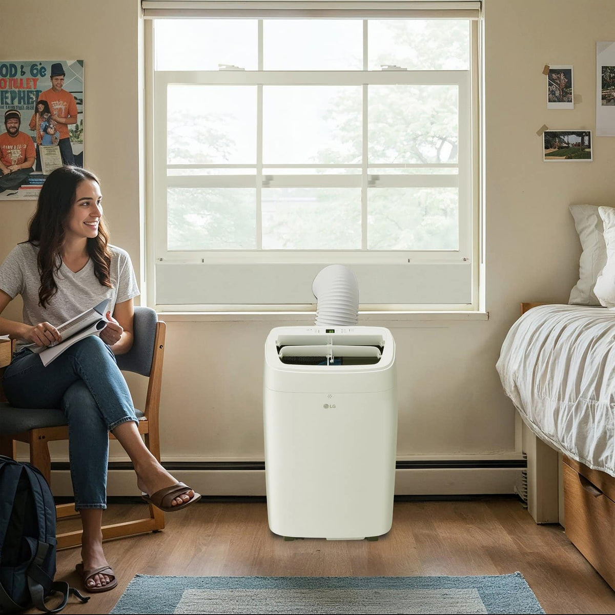 LG - 300 Sq. Ft. 7,300 BTU DOE Smart Portable Air Conditioner - White