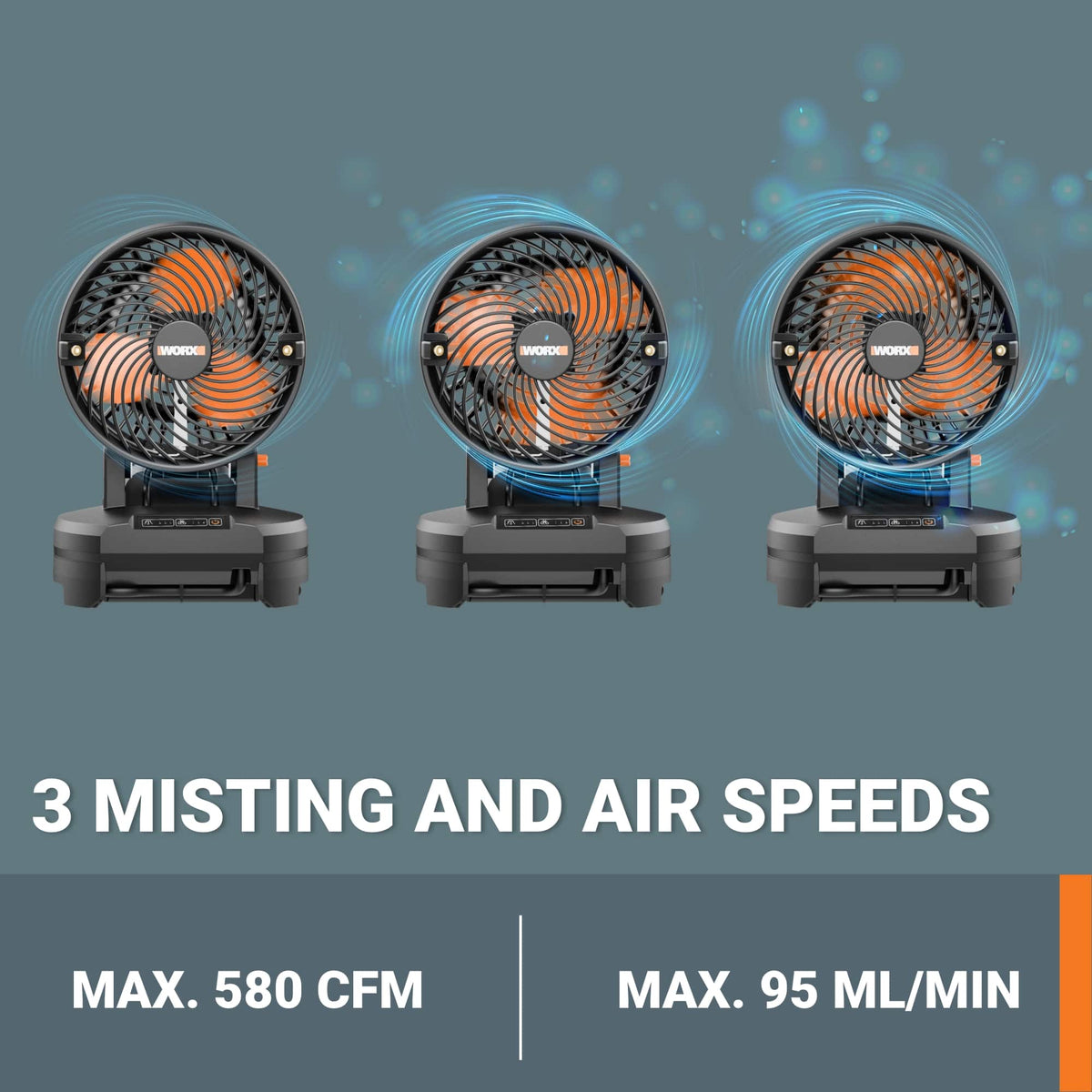 WORX - WX097L.9 20V Misting Fan - Black