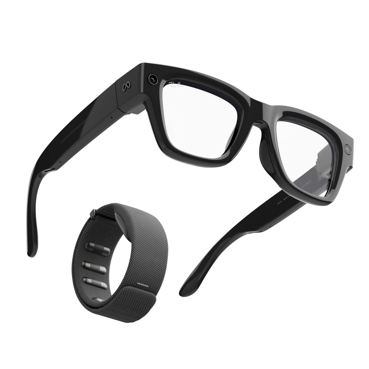 Meta - Ray-Ban Display & Neural Band | AI glasses with in-lens display - Shiny frame, standard - band size 2 - Black