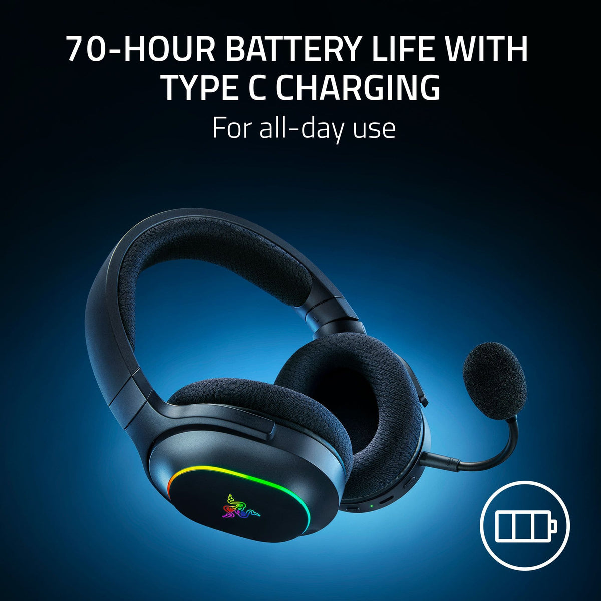 Razer - Barracuda X Chroma Bluetooth Wireless Over-the-Ear Gaming Headset for PC, Mac, Playstation, Switch, Steam Deck, Mobile - Black