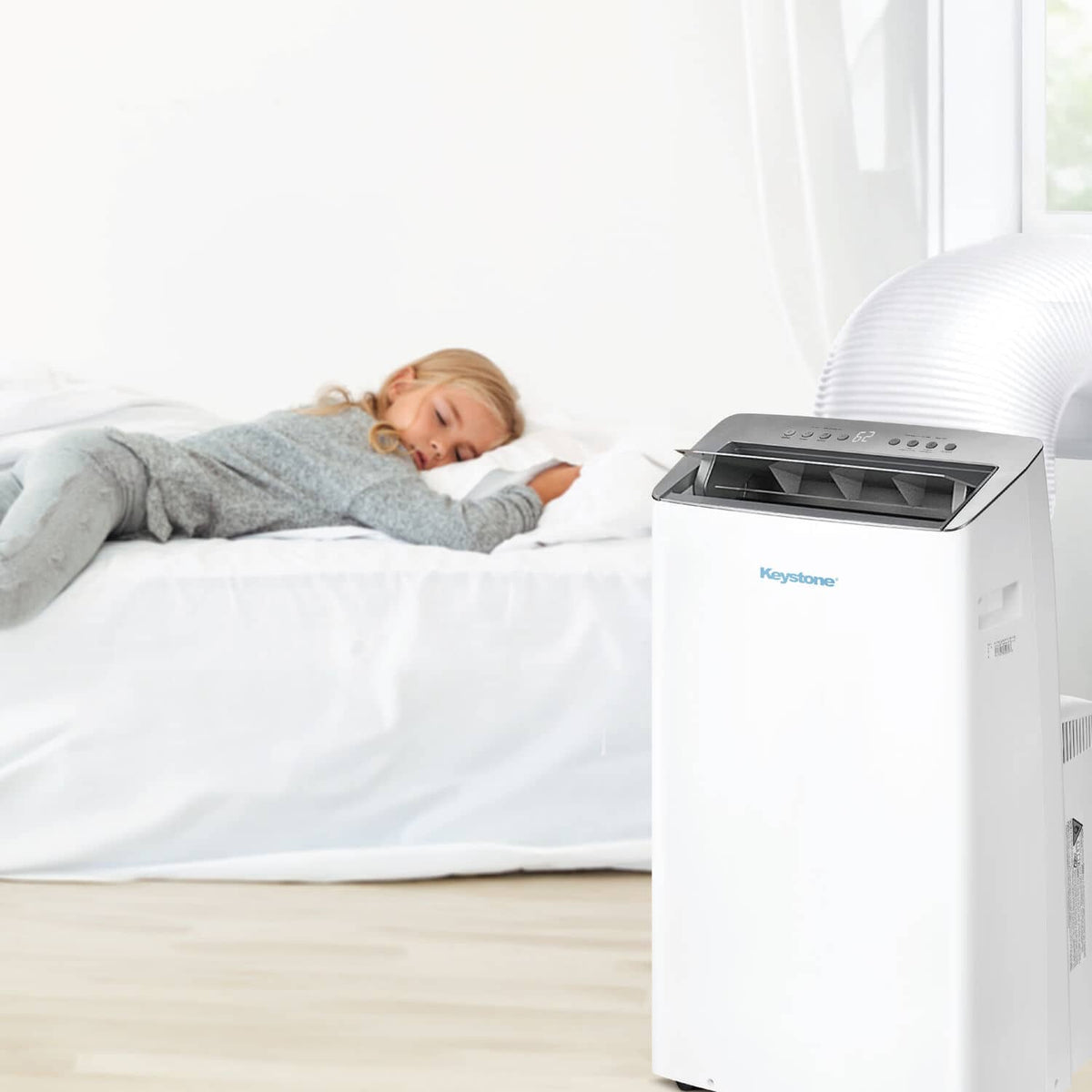 Keystone - 14,000 BTU ASHRAE/12,000 BTU DOE Portable Inverter Air Conditioner with Remote Control - White