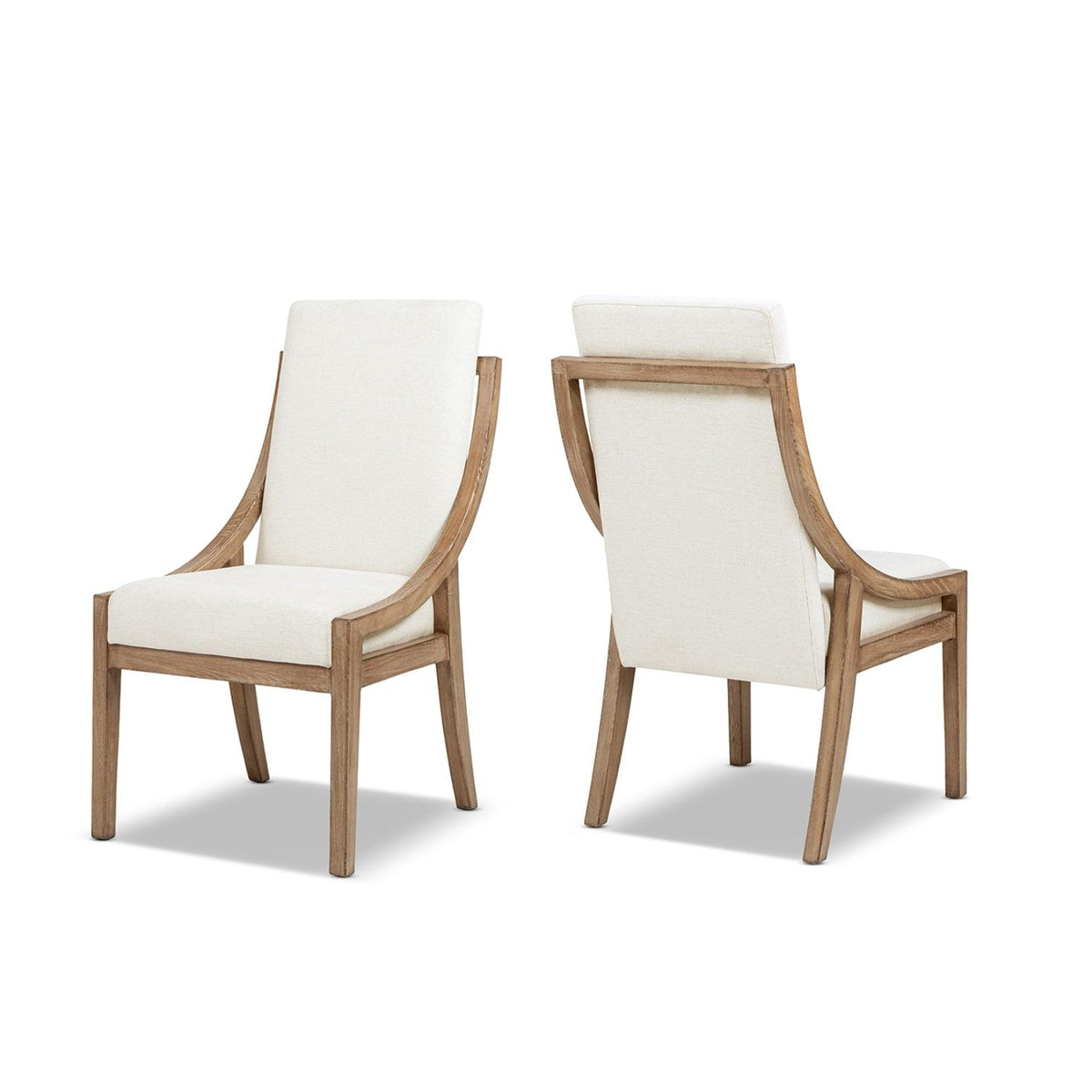 Lennox - Silla de comedor tapizada con respaldo alto (juego de 2) - Beige claro