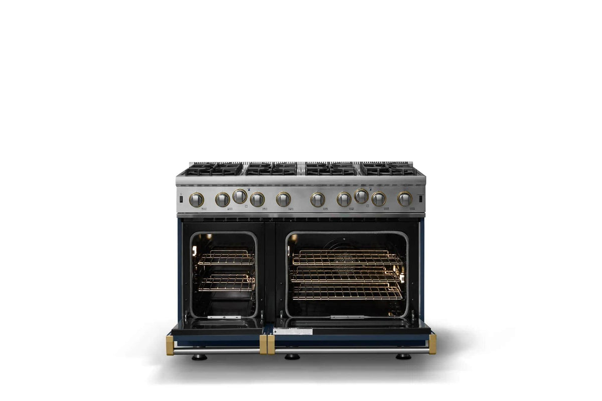 Viking - 48 in. Wide 8 Burner Pro 5 Series 6.1 Cu. Ft. Freestanding LP Gas Convection Range - Slate Blue w. Brushed Brass - Slate Blue