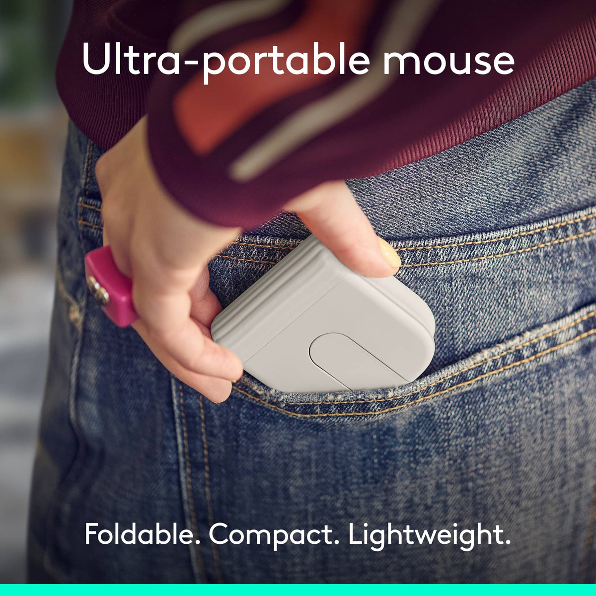 Logitech - Mobi Fold Ultra-Portable Travel Bluetooth Mouse with Touch Scroll and Quiet Clicks - Wireless - Sand