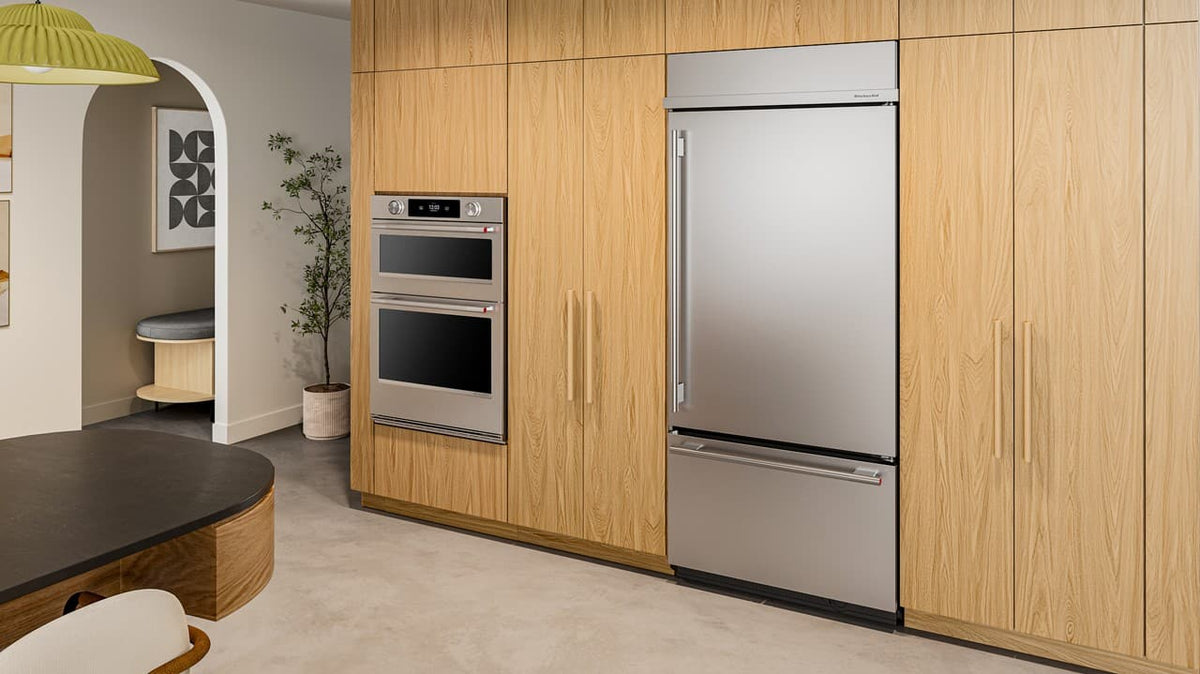 KitchenAid - 36 in. Wide 20.8 cu. ft. Built-In Bottom Mount Refrigerator with Platinum Interior - Stainless Steel