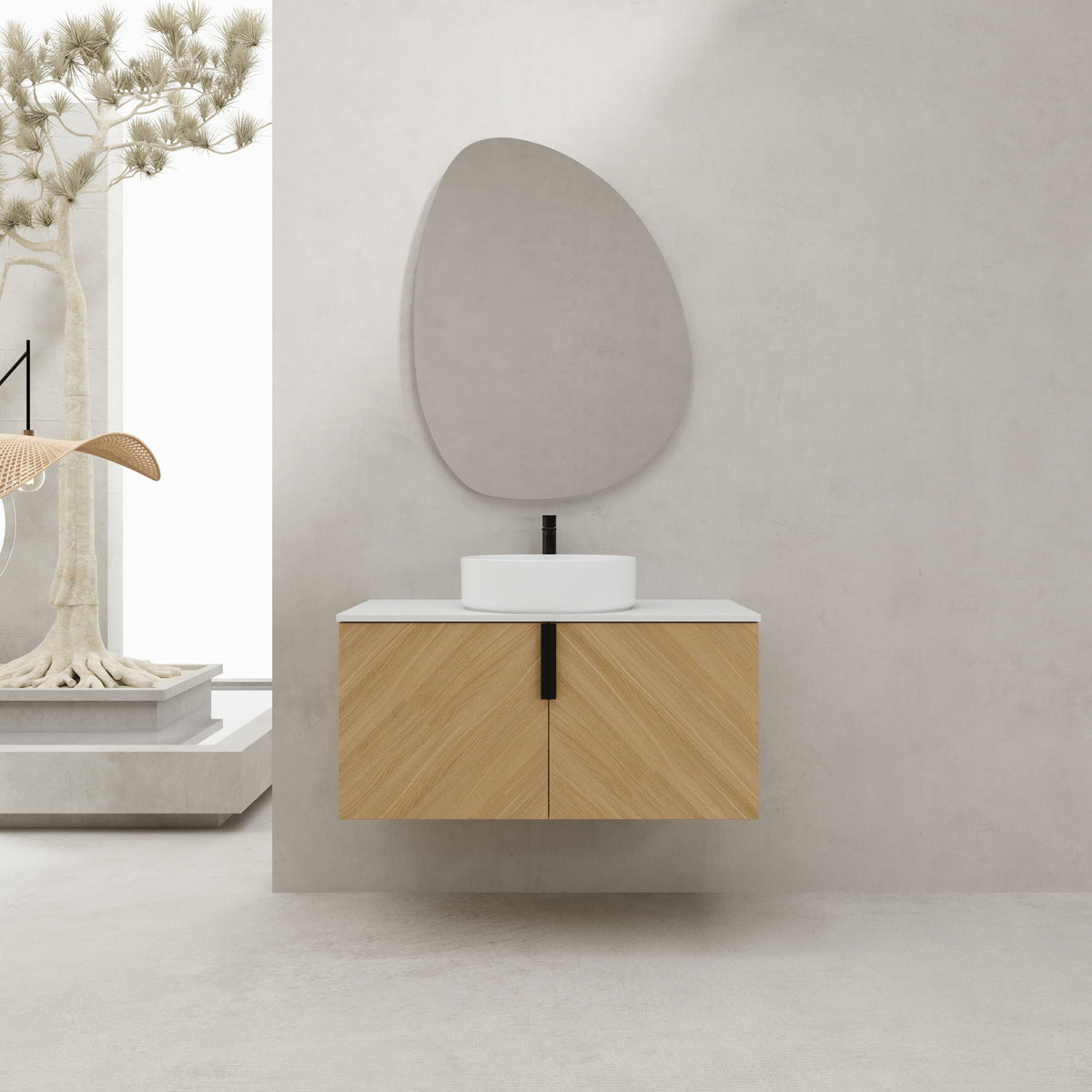 Lavabo de baño suspendido con fregadero artístico