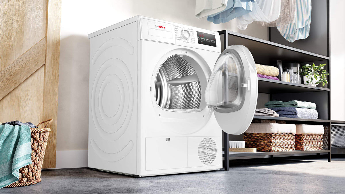 Bosch - 300 Series 4 Cu. Ft. Stackable Smart Electric Dryer with Wrinkle Block - White