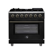 Forno Appliances - 36 in. Wide 6 Burner Massimo 5.36 Cu. Ft. Freestanding Gas Convection Range with Air Fryer Kit, Wok Support & Griddle - Black