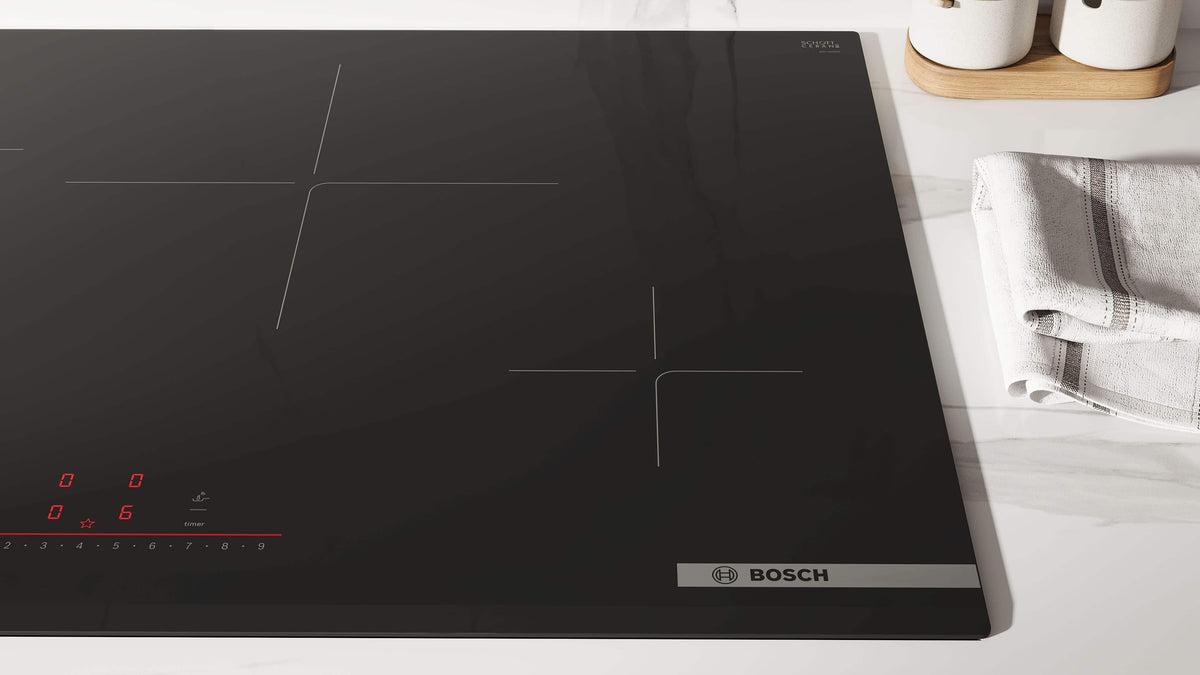 Bosch - 800 Series 30" Built-In Electric Induction Cooktop with 4 elements, HomeConnect and Frameless Design - Black