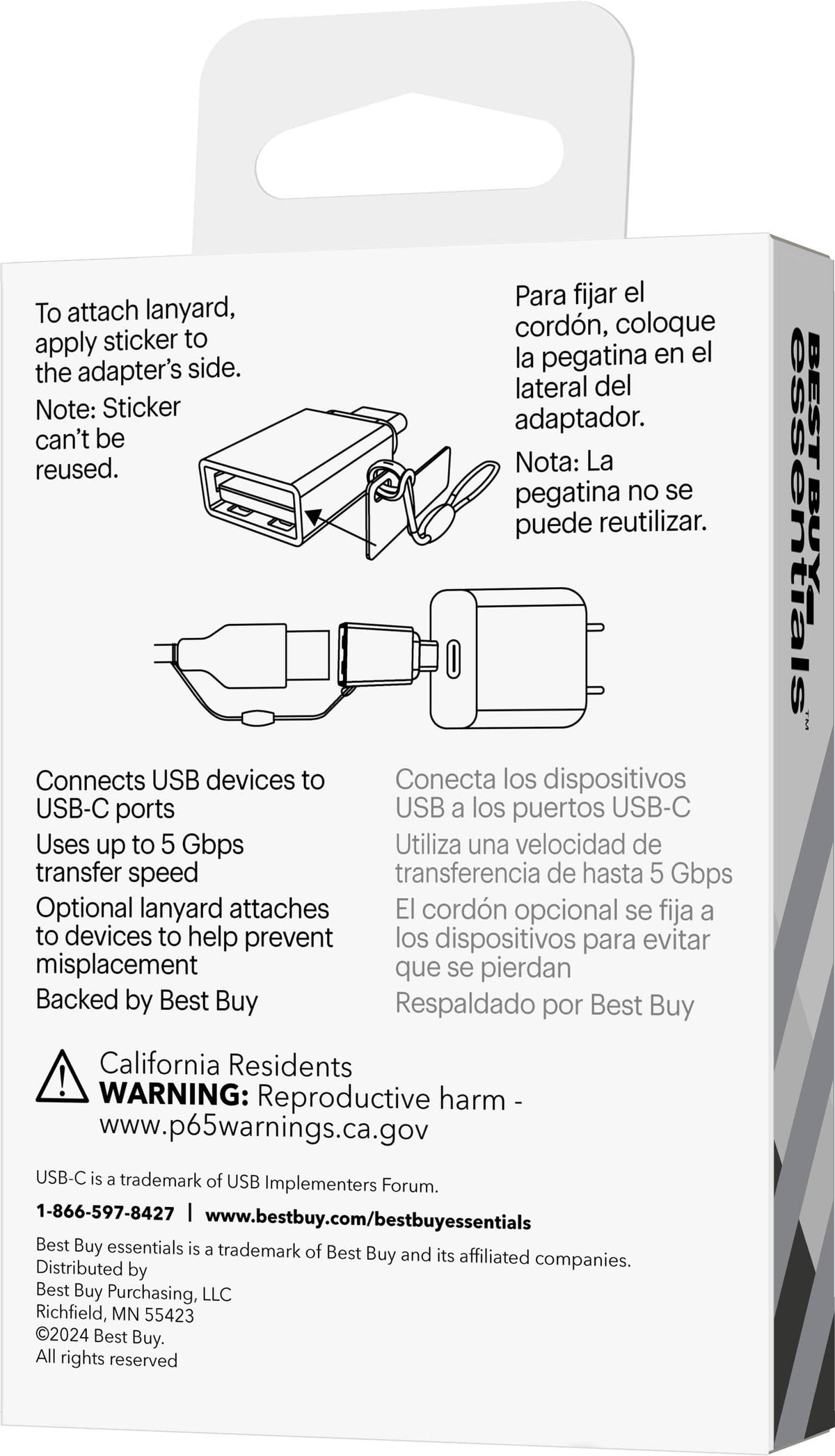 Best Buy essentials™ - Female USB to Male USB-C Adapter (2-Pack) - Silver